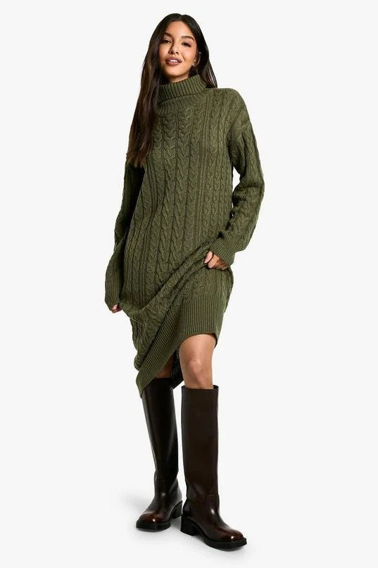 BOOHOO Cable Knit Turtleneck Midi Dress 3 BOOHOO Cable Knit Turtleneck Midi Dress - Image 3
