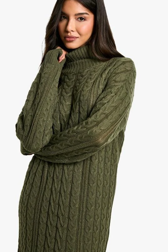 BOOHOO Cable Knit Turtleneck Midi Dress 4 BOOHOO Cable Knit Turtleneck Midi Dress - Image 4