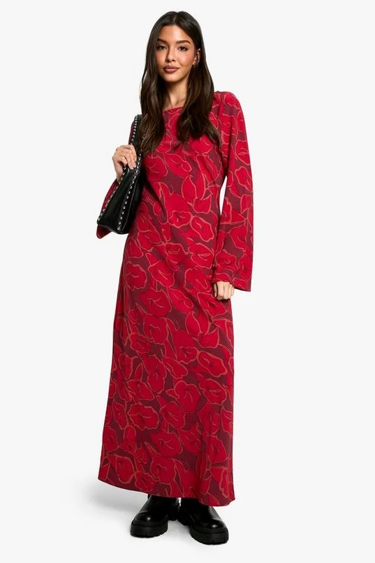 BOOHOO Floral Flare Sleeve Maxi Dress 3 BOOHOO Floral Flare Sleeve Maxi Dress - Image 3