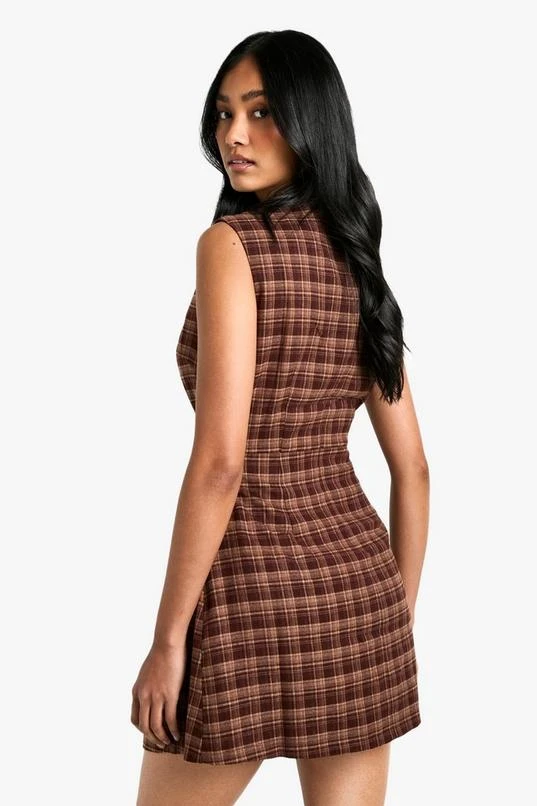 BOOHOO Check Tailored A-Line Mini Dress 2 BOOHOO Check Tailored A-Line Mini Dress - Image 2