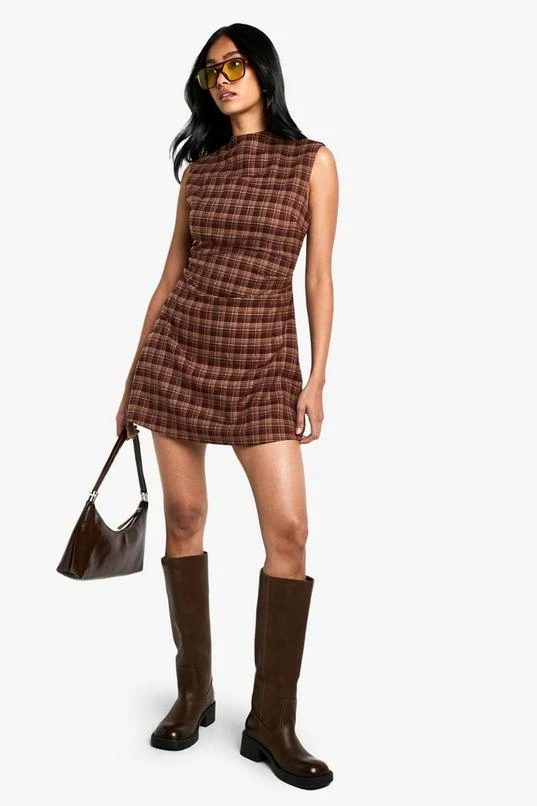 BOOHOO Check Tailored A-Line Mini Dress 3 BOOHOO Check Tailored A-Line Mini Dress - Image 3