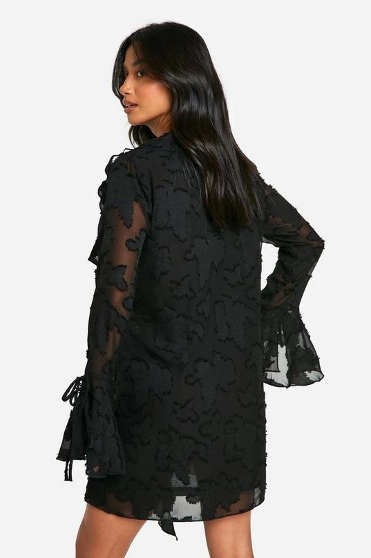 BOOHOO Petite Burnout Floral Ruffle Shift Dress 2 BOOHOO Petite Burnout Floral Ruffle Shift Dress - Image 2