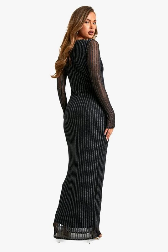 BOOHOO Boat Neck Metallic Rib Maxi Dress 2 BOOHOO Boat Neck Metallic Rib Maxi Dress - Image 2