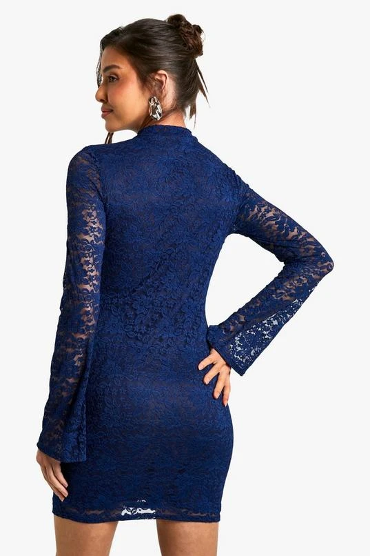 BOOHOO Lace Keyhole Flare Sleeve Mini Dress 2 BOOHOO Lace Keyhole Flare Sleeve Mini Dress - Image 2