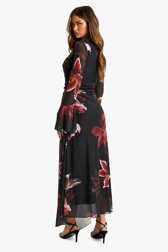 BOOHOO Floral Printed Mesh A Line Midaxi Dress 2 BOOHOO Floral Printed Mesh A Line Midaxi Dress - Image 2