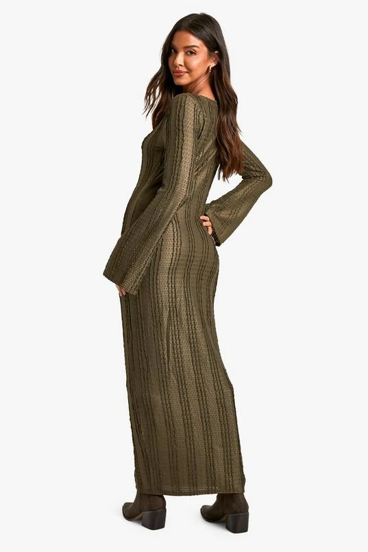 BOOHOO Textured Long Sleeve Column Maxi Dress 2 BOOHOO Textured Long Sleeve Column Maxi Dress - Image 2