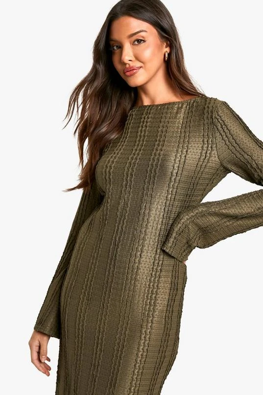 BOOHOO Textured Long Sleeve Column Maxi Dress 4 BOOHOO Textured Long Sleeve Column Maxi Dress - Image 4