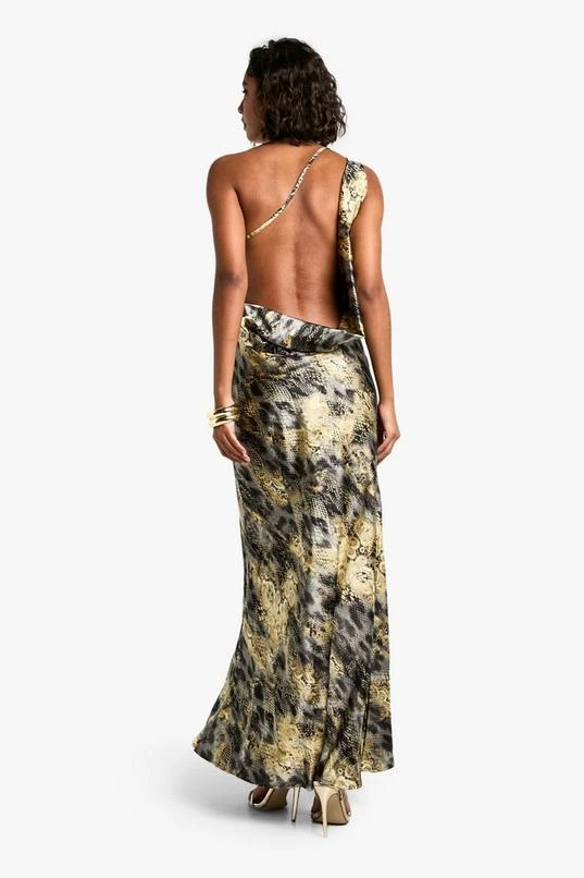 BOOHOO Tall Cowl Back Abstract Animal Maxi Dress 2 BOOHOO Tall Cowl Back Abstract Animal Maxi Dress - Image 2