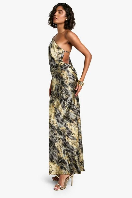 BOOHOO Tall Cowl Back Abstract Animal Maxi Dress 3 BOOHOO Tall Cowl Back Abstract Animal Maxi Dress - Image 3