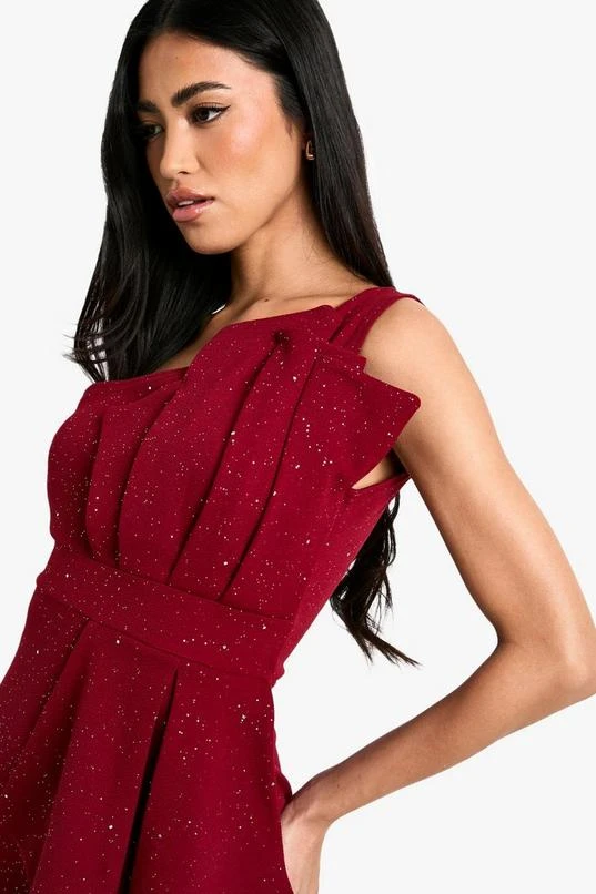BOOHOO Glitter One Shoulder Pleat Detail Bodycon Dress 4 BOOHOO Glitter One Shoulder Pleat Detail Bodycon Dress - Image 4
