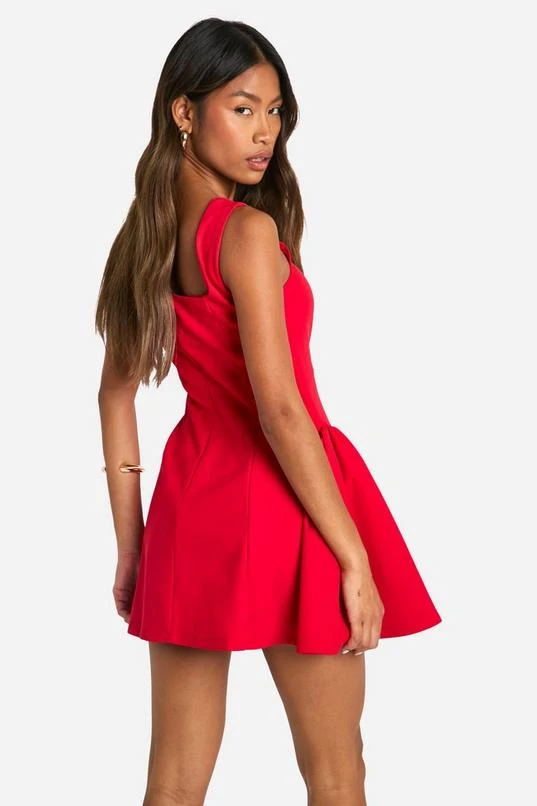 BOOHOO Square Neck Full Skirt Mini Dress 2 BOOHOO Square Neck Full Skirt Mini Dress - Image 2