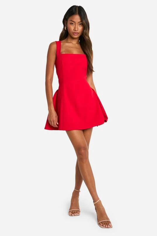 BOOHOO Square Neck Full Skirt Mini Dress 3 BOOHOO Square Neck Full Skirt Mini Dress - Image 3