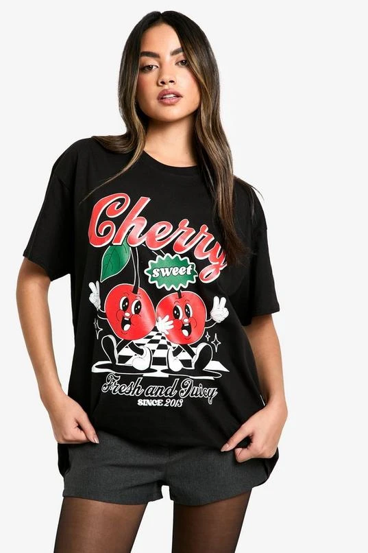 BOOHOO Cherry Sweet Oversized T-shirt 1 BOOHOO Cherry Sweet Oversized T-shirt