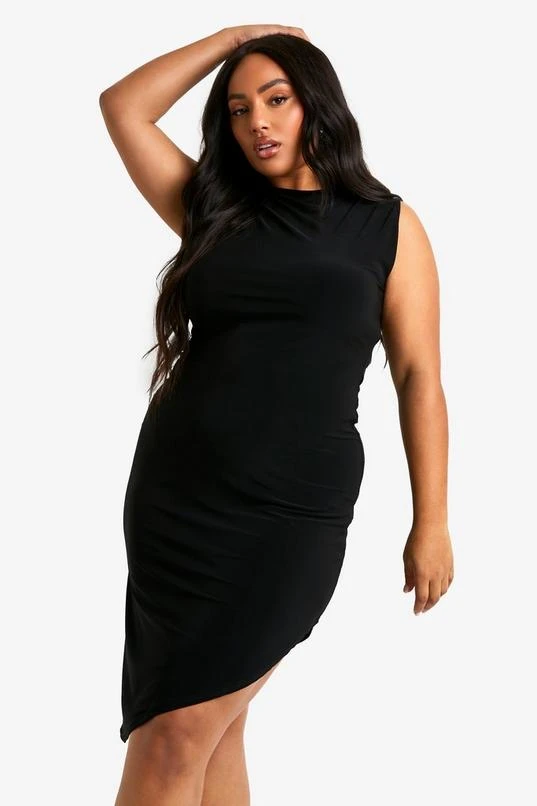 BOOHOO Plus Racer Asymmetric Hem Midi Dress 3 BOOHOO Plus Racer Asymmetric Hem Midi Dress - Image 3