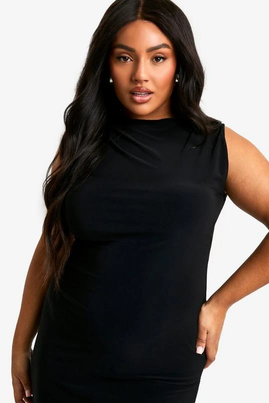 BOOHOO Plus Racer Asymmetric Hem Midi Dress 4 BOOHOO Plus Racer Asymmetric Hem Midi Dress - Image 4