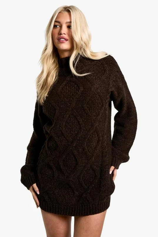 BOOHOO Crew Neck Cable Sweater Dress 1 BOOHOO Crew Neck Cable Sweater Dress