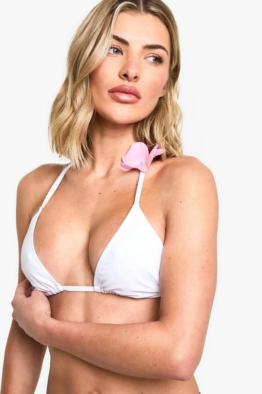 BOOHOO Orchid Flower Trim Triangle Bikini Top & Tanga Tie Side Bikini Bottoms Set 4 BOOHOO Orchid Flower Trim Triangle Bikini Top & Tanga Tie Side Bikini Bottoms Set - Image 4