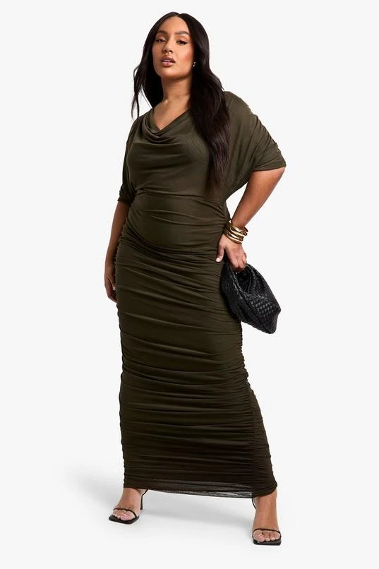 BOOHOO Plus Cowl Neck Ruched Midaxi Dress 3 BOOHOO Plus Cowl Neck Ruched Midaxi Dress - Image 3
