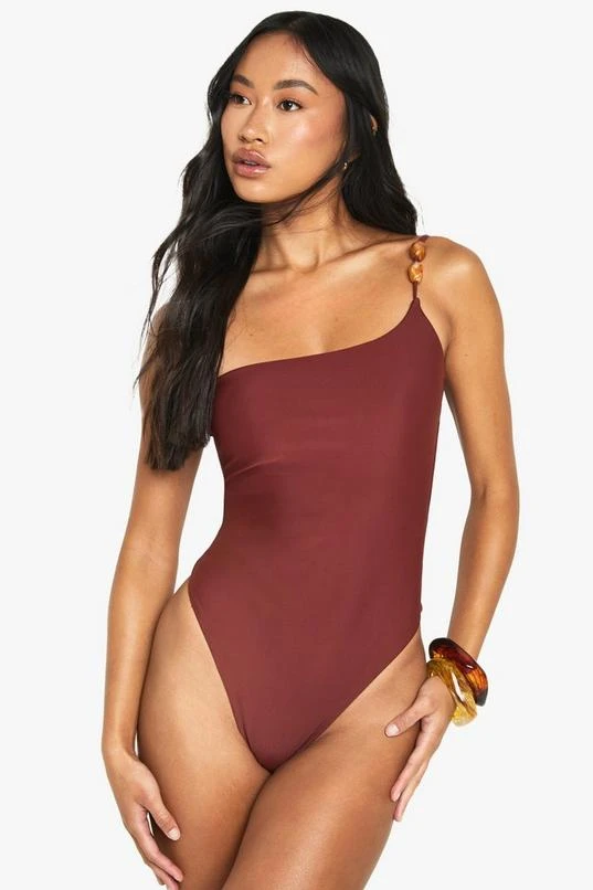 BOOHOO Resin Stone One Shoulder Swimsuit 1 BOOHOO Resin Stone One Shoulder Swimsuit