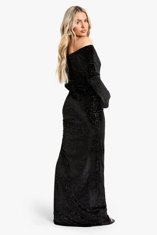 BOOHOO Maternity Velvet Sequin Off The Shoulder Maxi Dress 2 BOOHOO Maternity Velvet Sequin Off The Shoulder Maxi Dress - Image 2