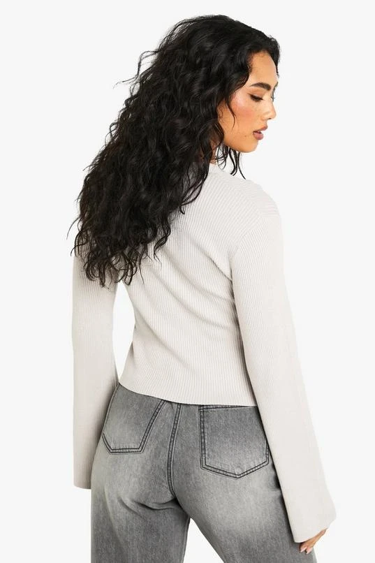BOOHOO Button Through Lightweight Rib Knit Cardigan 2 BOOHOO Button Through Lightweight Rib Knit Cardigan - Image 2