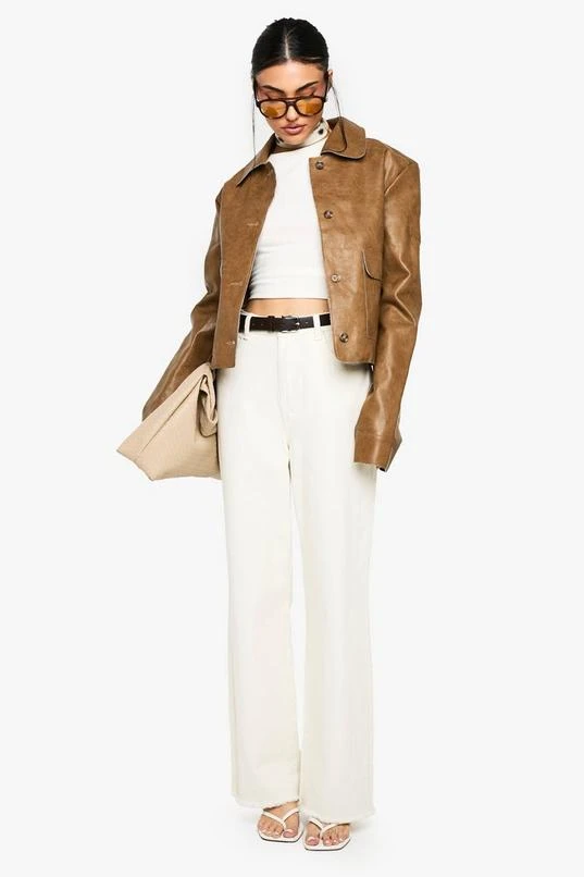 BOOHOO Vintage Look Faux Leather Button Detail Jacket 3 BOOHOO Vintage Look Faux Leather Button Detail Jacket - Image 3