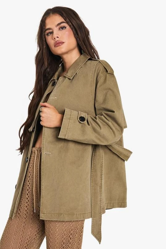 BOOHOO Belted Short Trench Coat 3 BOOHOO Belted Short Trench Coat - Image 3