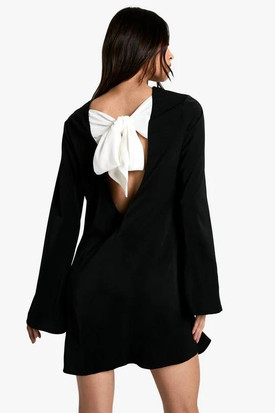 BOOHOO Tall Bow Detail Open Back Mini Dress 1 BOOHOO Tall Bow Detail Open Back Mini Dress