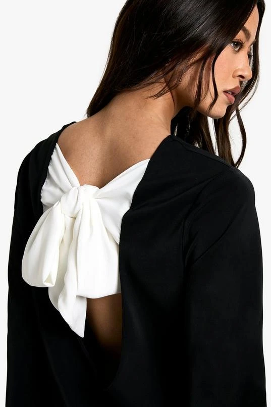 BOOHOO Tall Bow Detail Open Back Mini Dress 4 BOOHOO Tall Bow Detail Open Back Mini Dress - Image 4