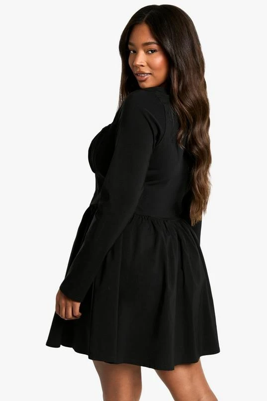 BOOHOO Plus Bengaline Corset Long Sleeve Skater Dress 2 BOOHOO Plus Bengaline Corset Long Sleeve Skater Dress - Image 2