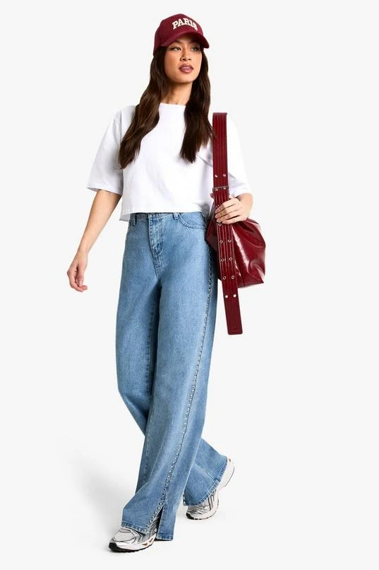 BOOHOO Tall Stud Detail Wide Leg Jean 1 BOOHOO Tall Stud Detail Wide Leg Jean