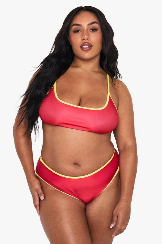 BOOHOO PLUS CONTRAST BINDING HIGH WAIST BIKINI SET 1 BOOHOO PLUS CONTRAST BINDING HIGH WAIST BIKINI SET