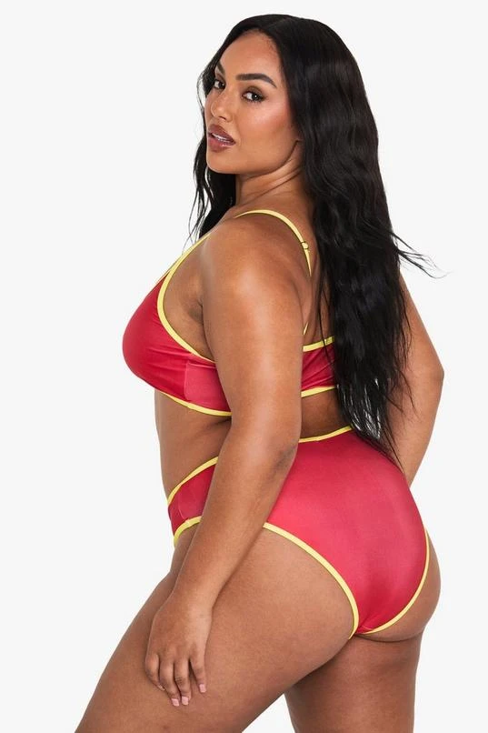 BOOHOO PLUS CONTRAST BINDING HIGH WAIST BIKINI SET 2 BOOHOO PLUS CONTRAST BINDING HIGH WAIST BIKINI SET - Image 2