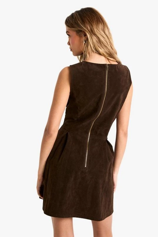 BOOHOO Suede Box Pleat Mini Dress 2 BOOHOO Suede Box Pleat Mini Dress - Image 2