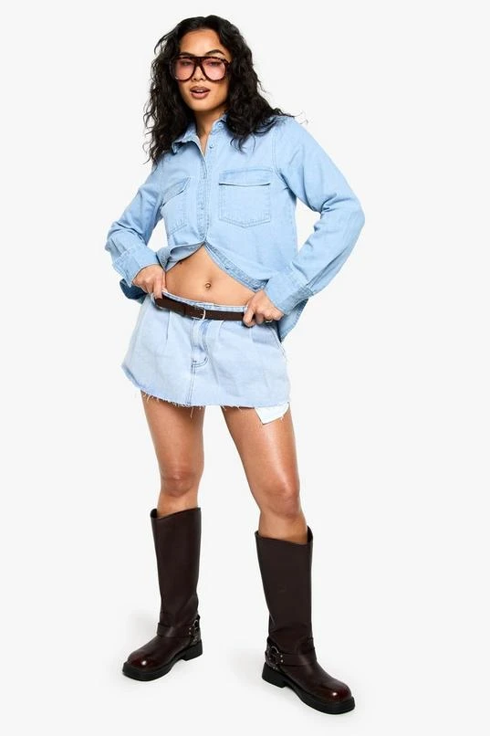 BOOHOO Chambray Denim Long Sleeve Shirt 3 BOOHOO Chambray Denim Long Sleeve Shirt - Image 3
