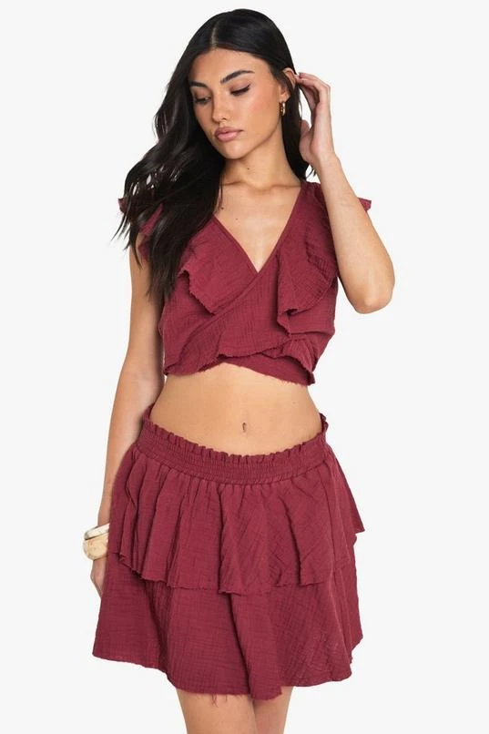 BOOHOO Cheesecloth Double Layer Ruffle Rara Mini Skirt 1 BOOHOO Cheesecloth Double Layer Ruffle Rara Mini Skirt
