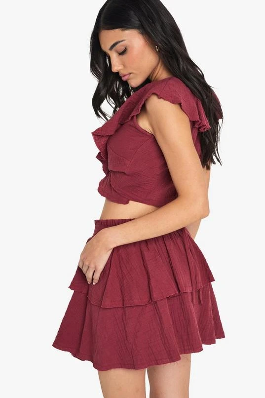 BOOHOO Cheesecloth Double Layer Ruffle Rara Mini Skirt 2 BOOHOO Cheesecloth Double Layer Ruffle Rara Mini Skirt - Image 2