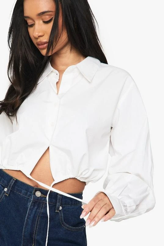 BOOHOO Crop Drawstring Ruched Hem Shirt 4 BOOHOO Crop Drawstring Ruched Hem Shirt - Image 4