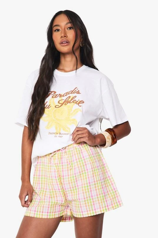 BOOHOO Seersucker Bright Check Drawstring Waist Shorts 3 BOOHOO Seersucker Bright Check Drawstring Waist Shorts - Image 3