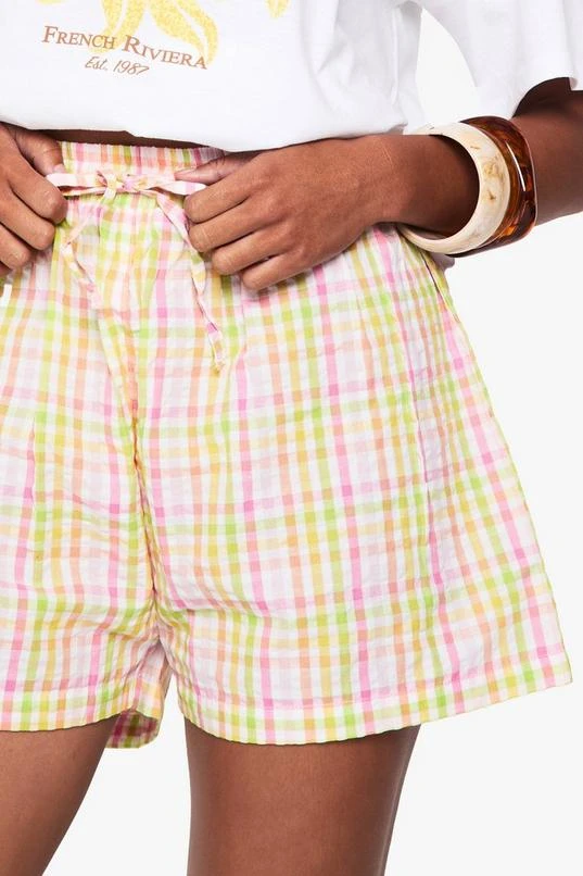 BOOHOO Seersucker Bright Check Drawstring Waist Shorts 4 BOOHOO Seersucker Bright Check Drawstring Waist Shorts - Image 4