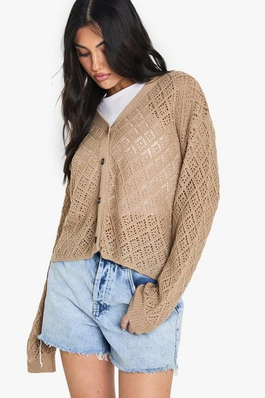 BOOHOO Crochet Slouchy Knitted Cardigan 1 BOOHOO Crochet Slouchy Knitted Cardigan