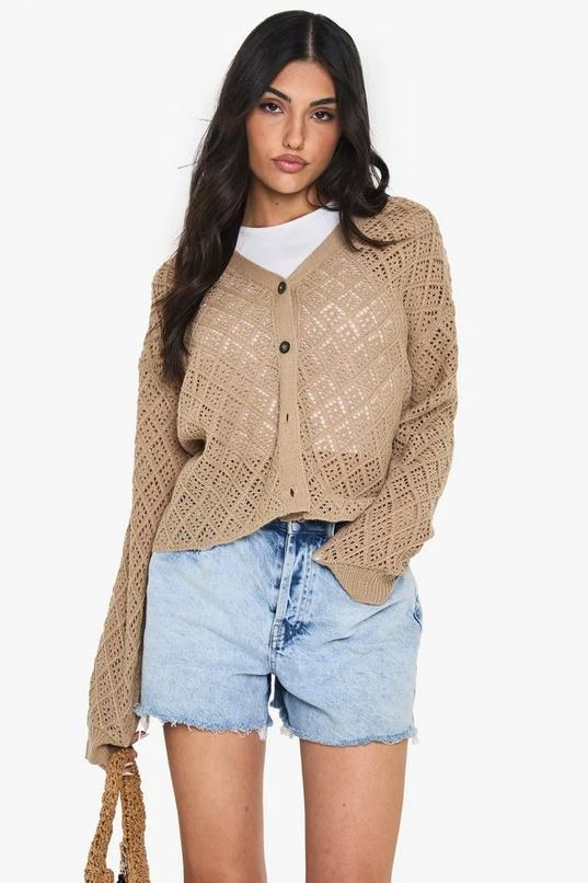 BOOHOO Crochet Slouchy Knitted Cardigan 3 BOOHOO Crochet Slouchy Knitted Cardigan - Image 3