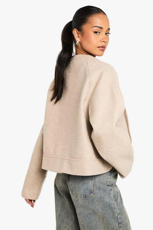 BOOHOO Wool Look Crew Neck Jacket 2 BOOHOO Wool Look Crew Neck Jacket - Image 2