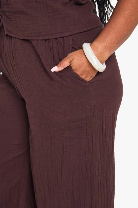 BOOHOO Plus Cheesecloth Elasticated Waist Trousers 4 BOOHOO Plus Cheesecloth Elasticated Waist Trousers - Image 4