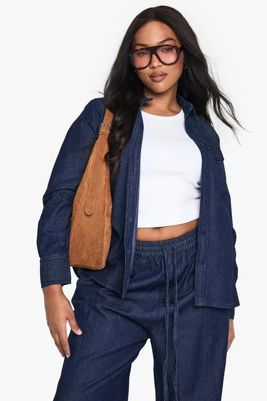 BOOHOO Plus Denim Western Shirt 1 BOOHOO Plus Denim Western Shirt
