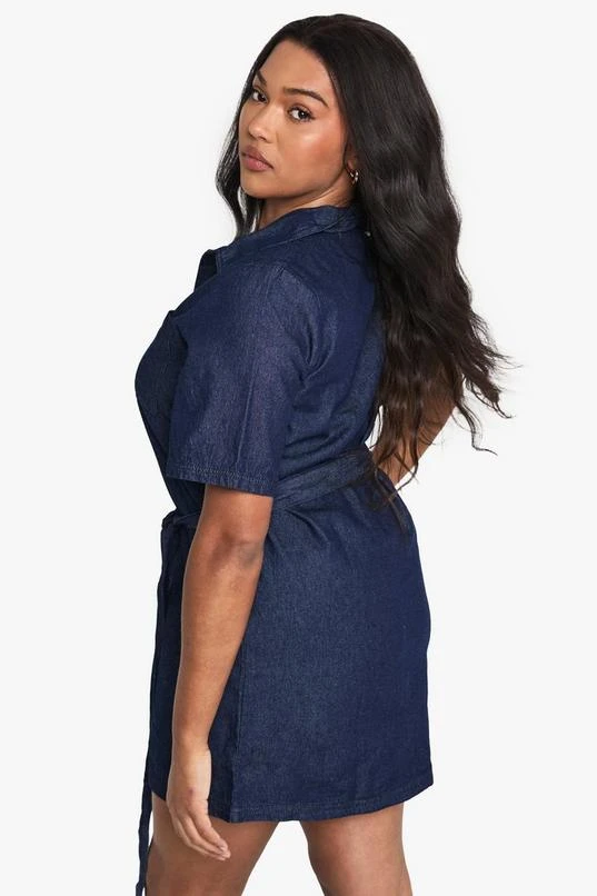 BOOHOO Plus Chambray Denim Tie Belt Dress 2 BOOHOO Plus Chambray Denim Tie Belt Dress - Image 2