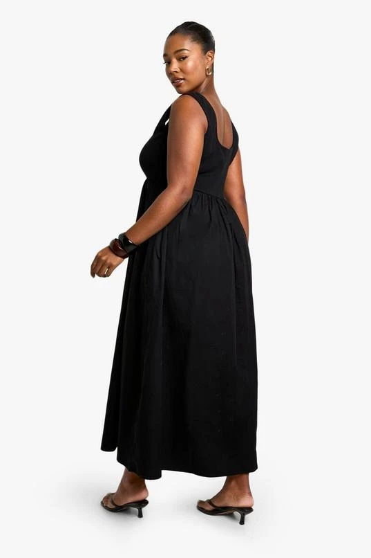 BOOHOO Plus Rib Cotton Poplin Midaxi Smock Dress 2 BOOHOO Plus Rib Cotton Poplin Midaxi Smock Dress - Image 2