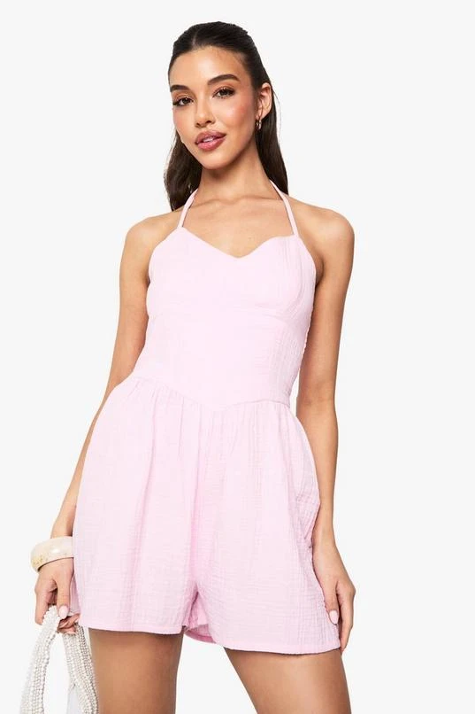 BOOHOO Textured Cheesecloth Flippy Playsuit 1 BOOHOO Textured Cheesecloth Flippy Playsuit