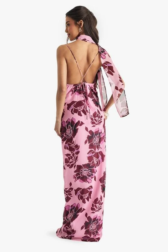 BOOHOO Floral Chiffon Slip Dress With Neck Tie 2 BOOHOO Floral Chiffon Slip Dress With Neck Tie - Image 2