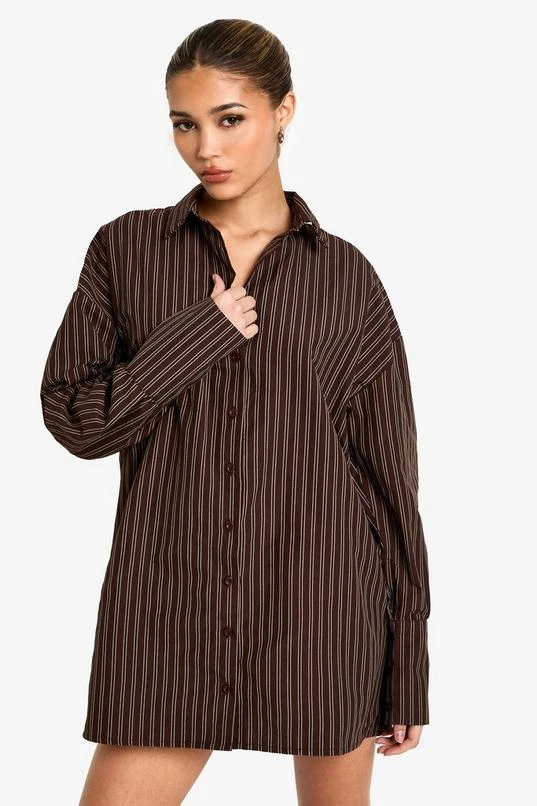 BOOHOO Oversized Stripe Shirt Dress 1 BOOHOO Oversized Stripe Shirt Dress